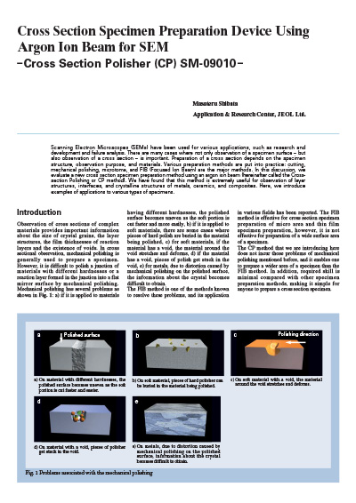 Cross Section Specimen Preparation Device Using Argon Ion Beam for SEM